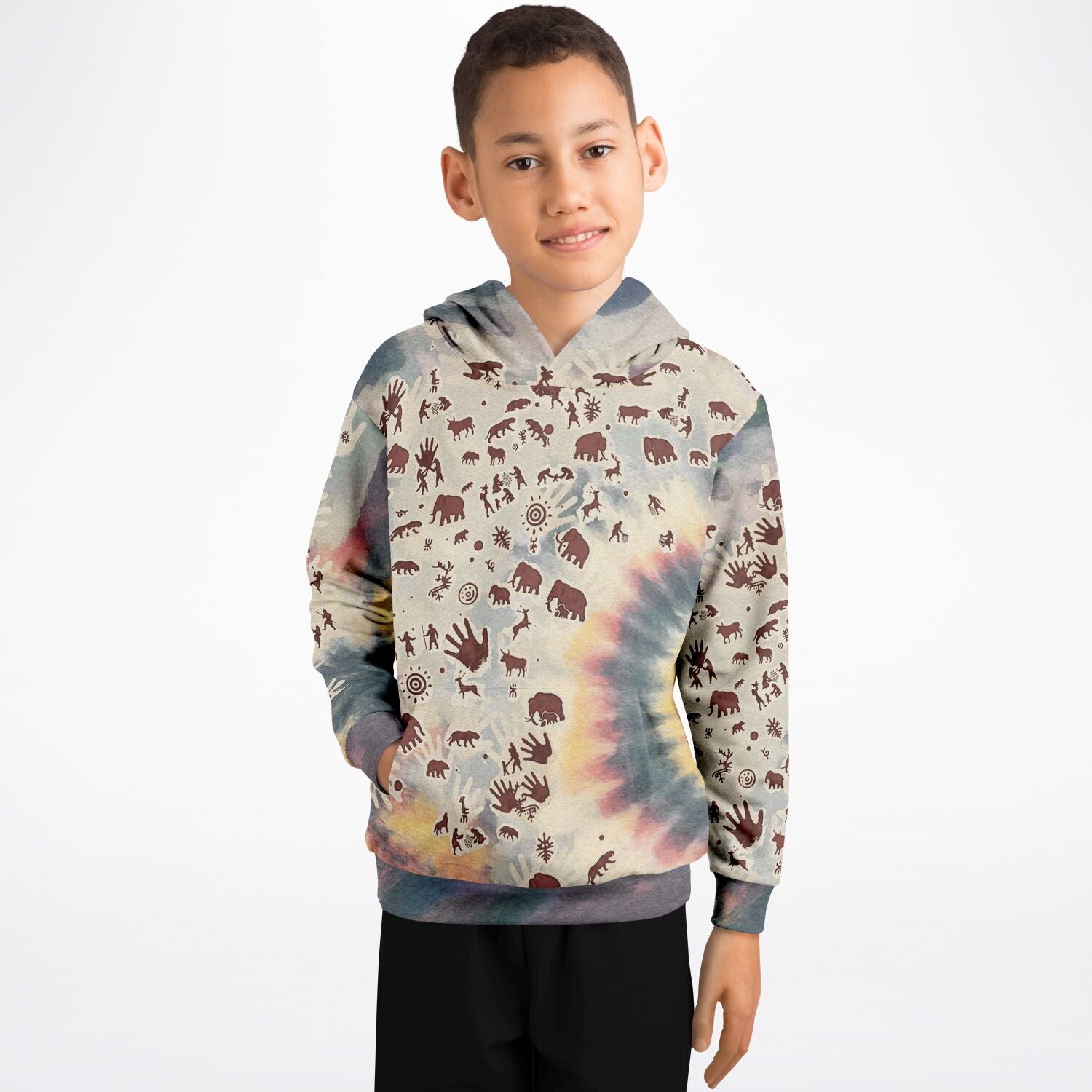 Tie Dye Cavepainting Kids Hoodie