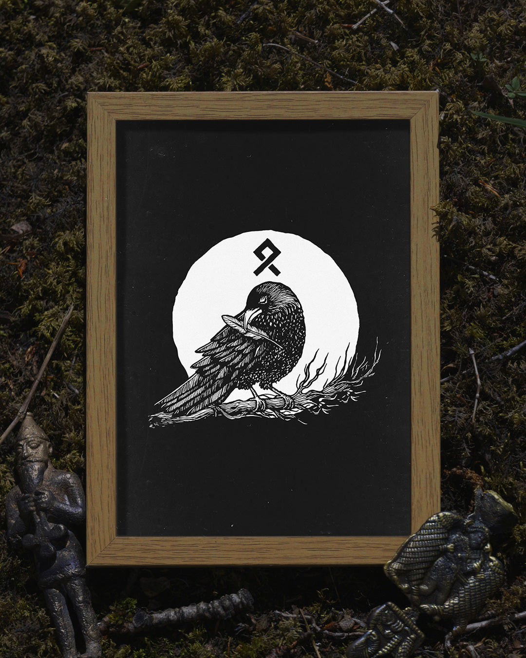 Muninn plucking feathers Poster