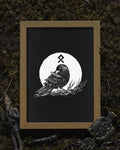 Muninn plucking feathers Poster