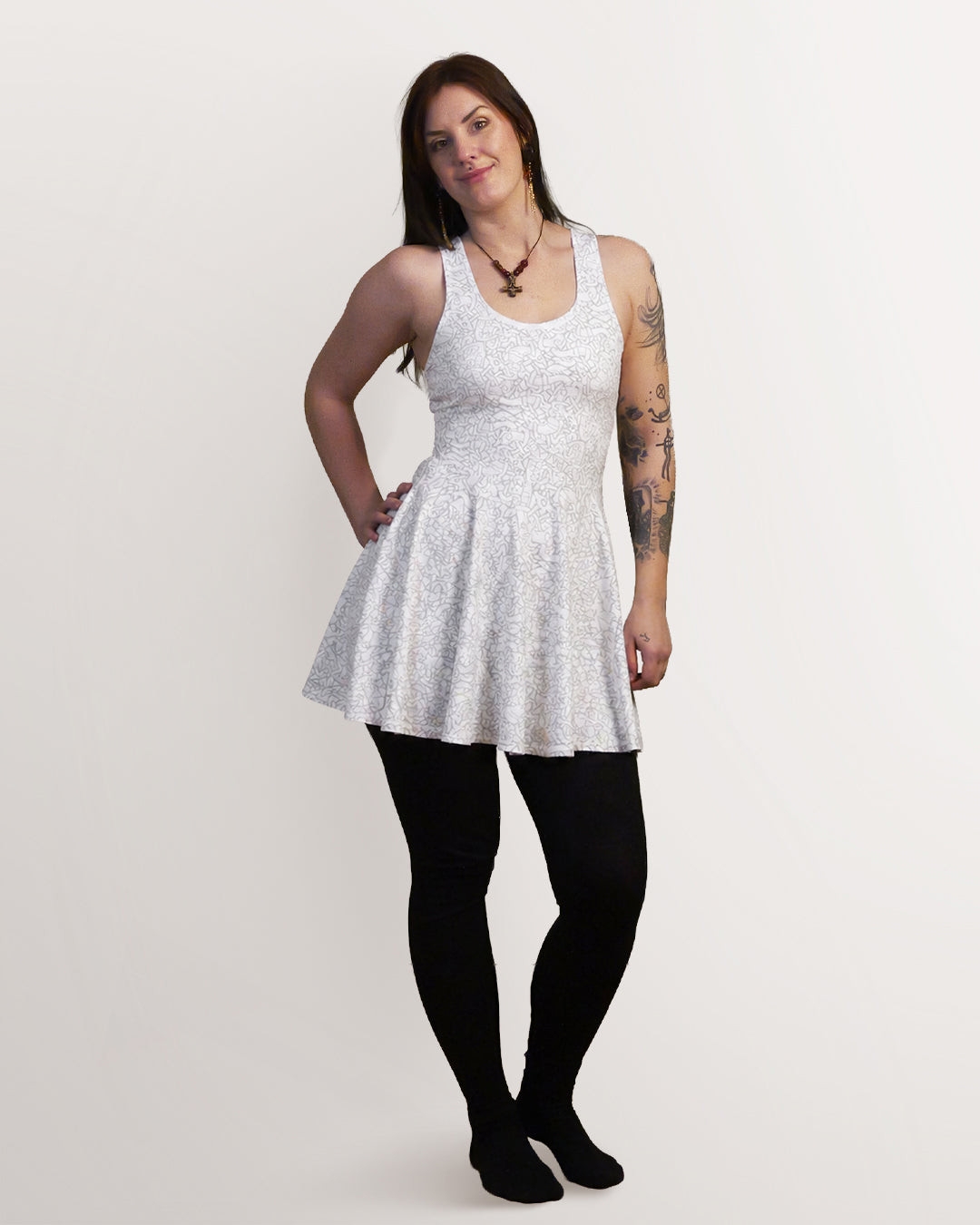 White Jelling Skater Dress