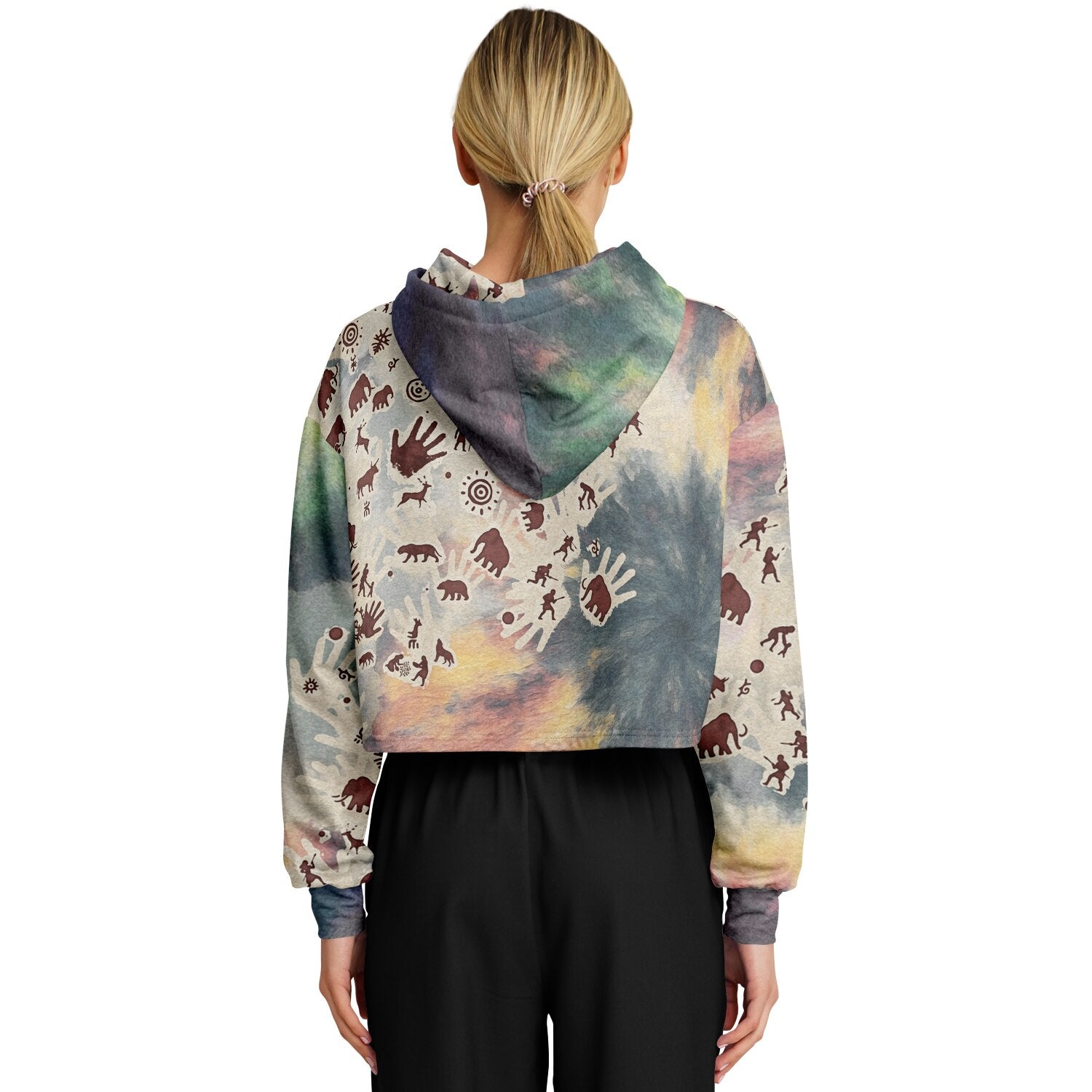 Tie Dye Cavepainting Croptop Hoodie