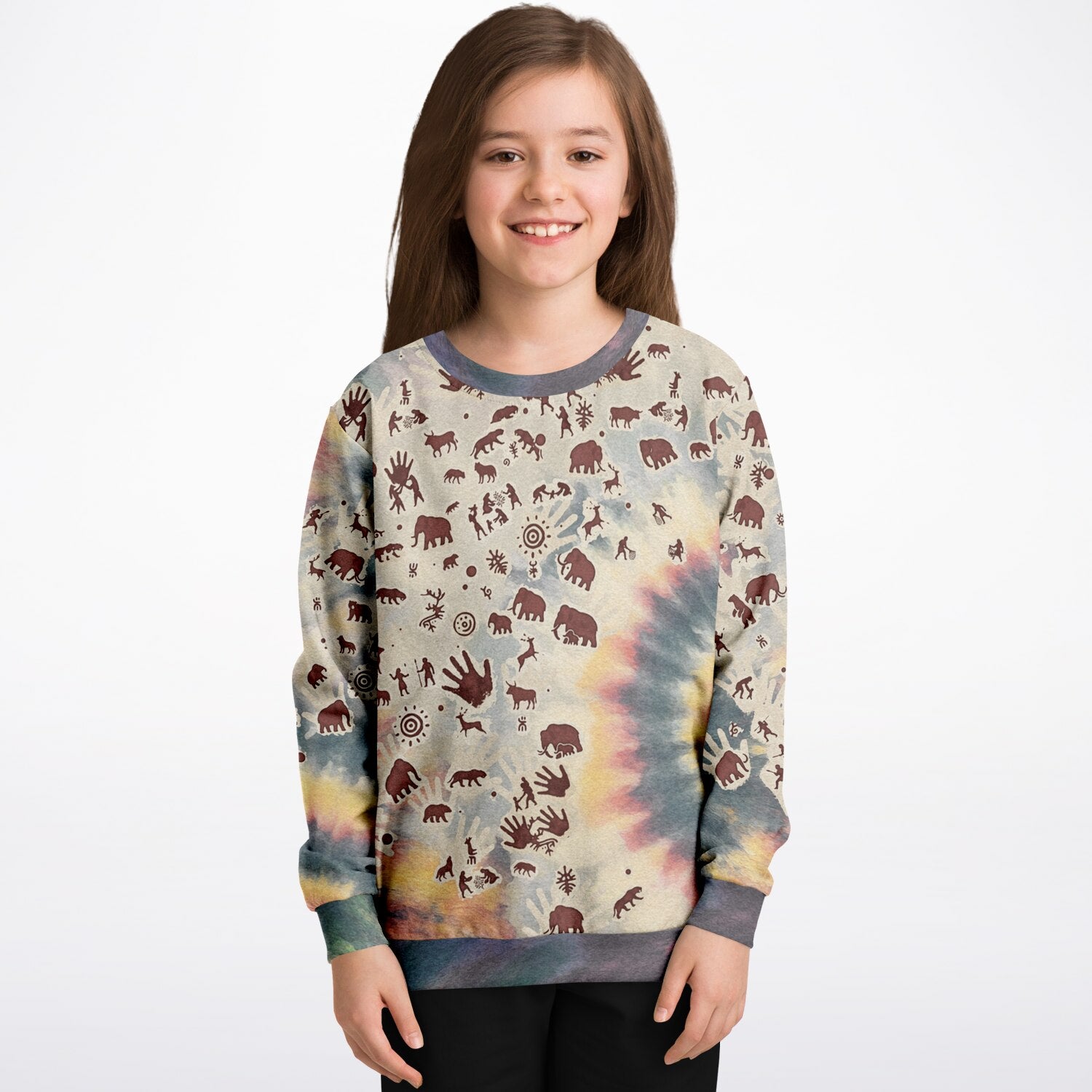 Tie Dye Cavepainting Kids Sweatshirt