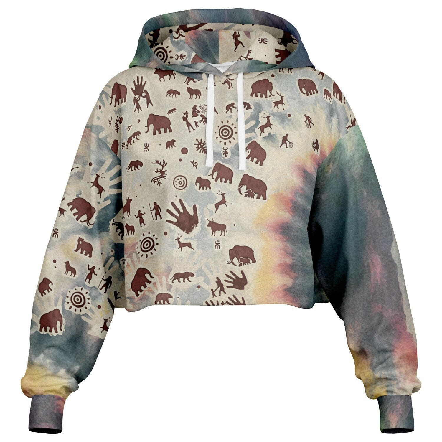 Tie Dye Cavepainting Croptop Hoodie