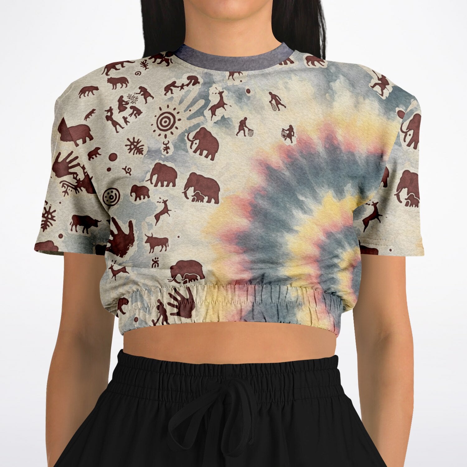 Tie Dye Cavepainting Croptop Sweatshirt