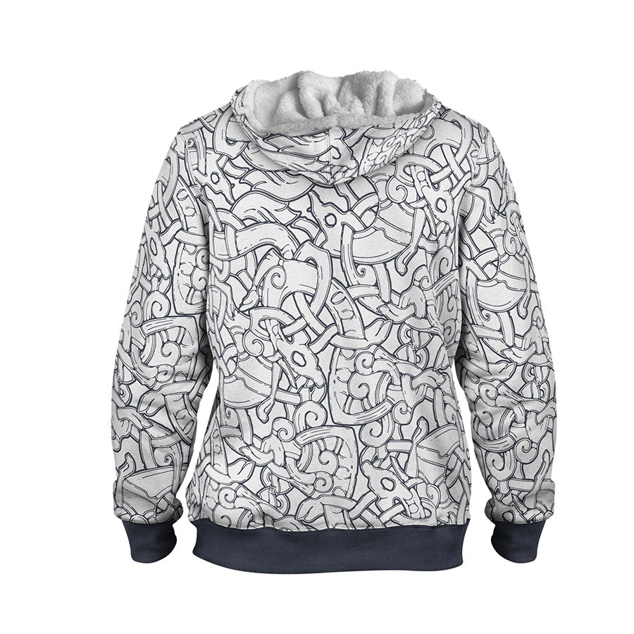 Jelling Wolves Faux-Wool Hoodie