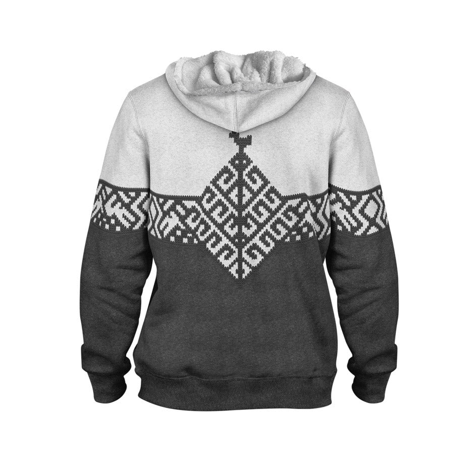 Folk Yggdrasil Faux-Wool Hoodie