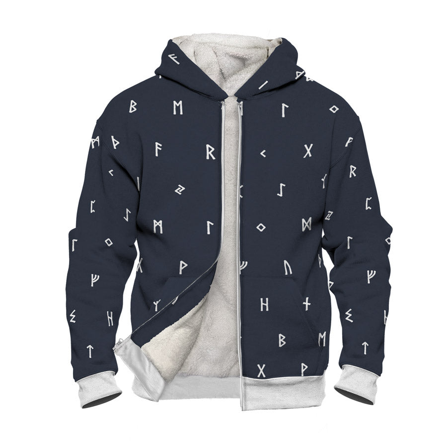 Contrast Futhark Faux-Wool Hoodie