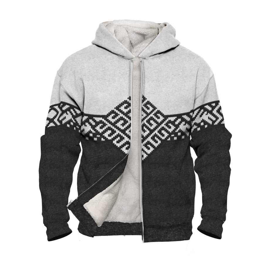 Folk Yggdrasil Faux-Wool Hoodie