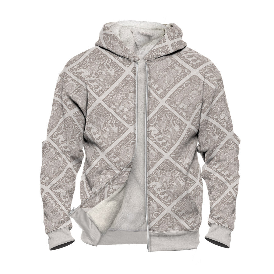 Torslunda Pattern Faux-Wool Hoodie