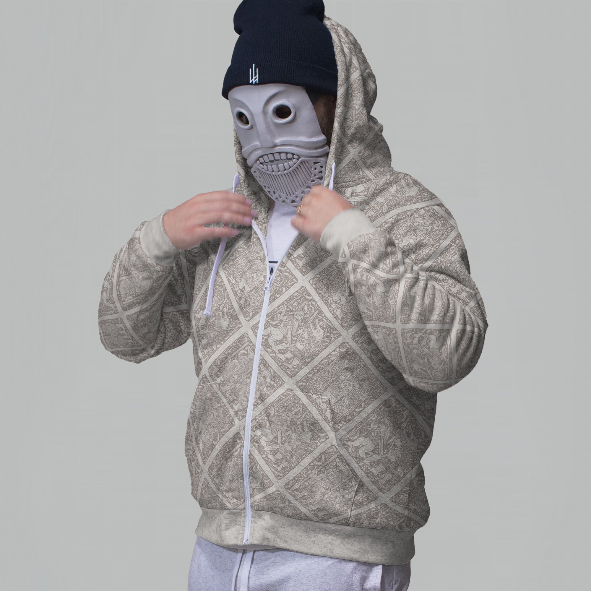 Torslunda Pattern Faux-Wool Hoodie