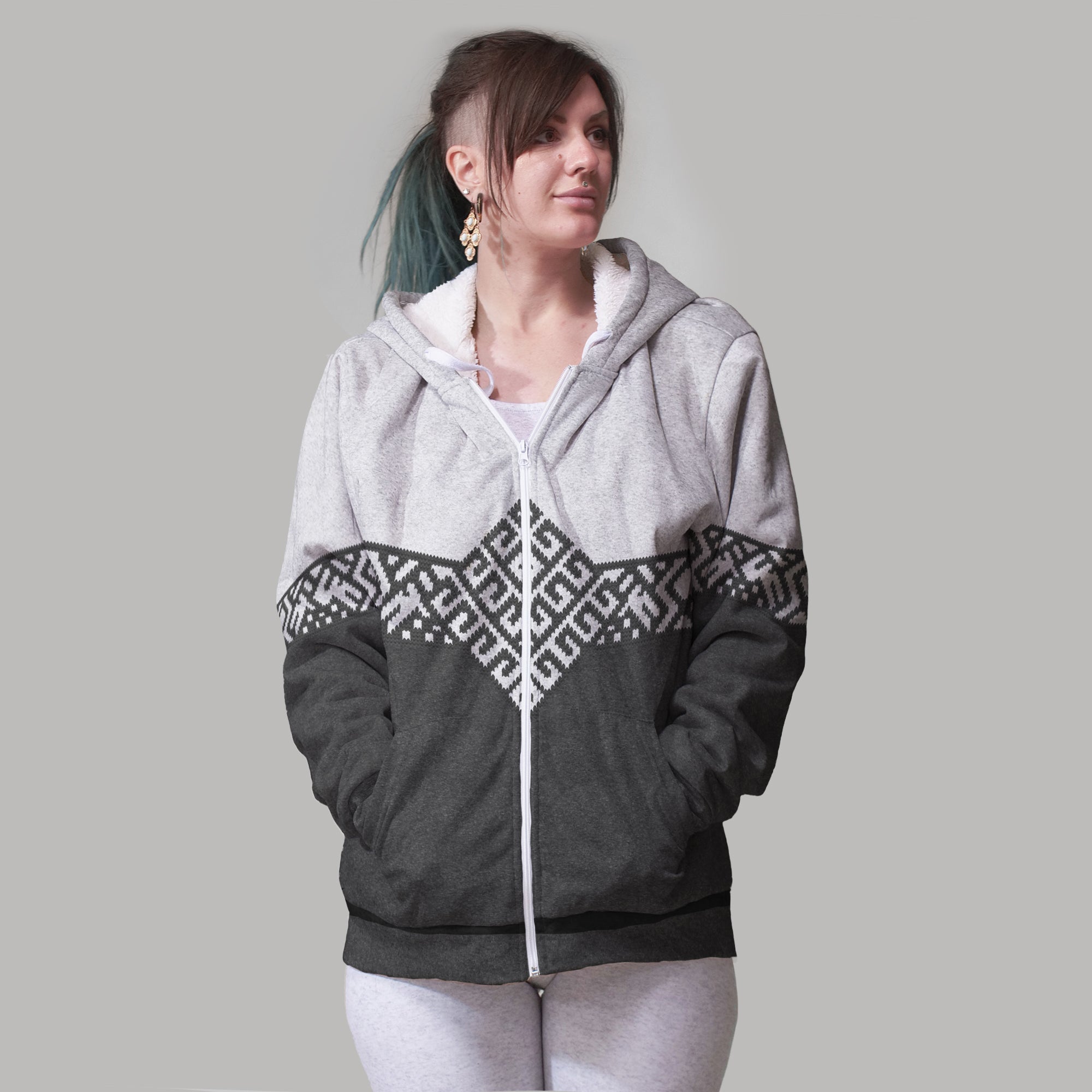 Folk Yggdrasil Faux-Wool Hoodie