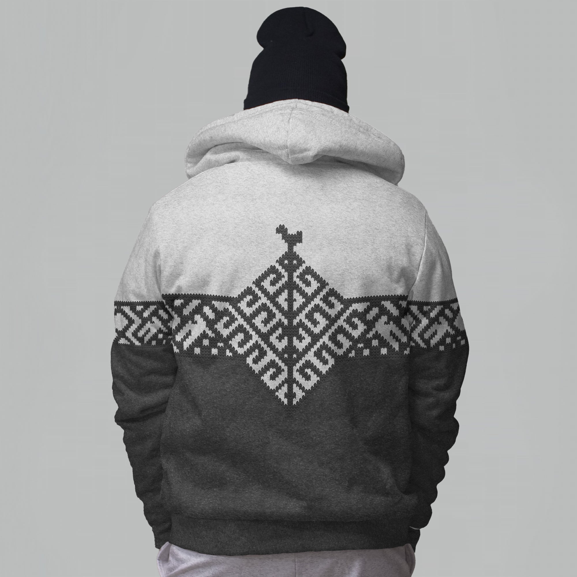 Folk Yggdrasil Faux-Wool Hoodie