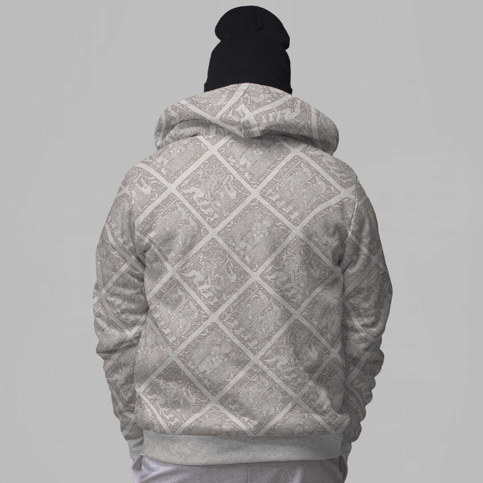 Torslunda Pattern Faux-Wool Hoodie