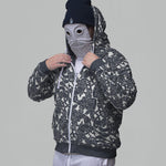 Jelling Wolf Pattern Zip Hoodie