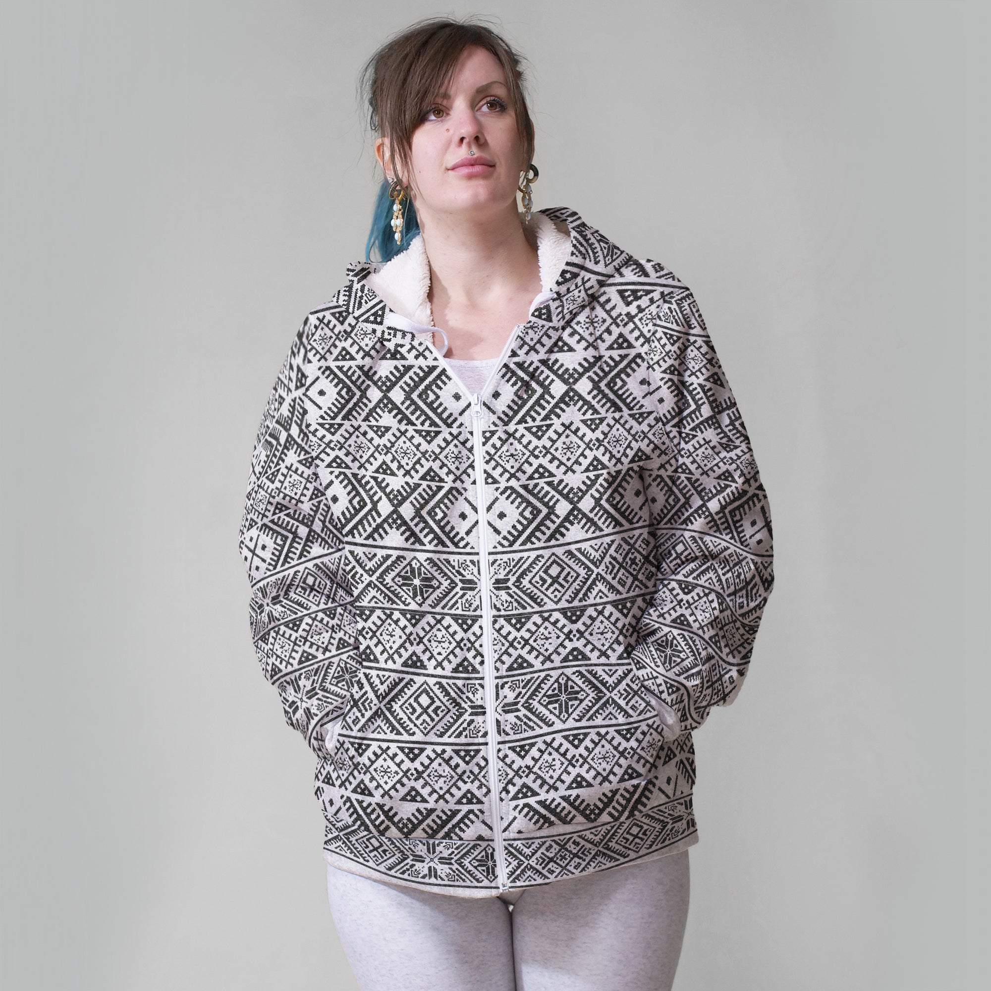 Folk Vegvisir Faux-Wool Hoodie