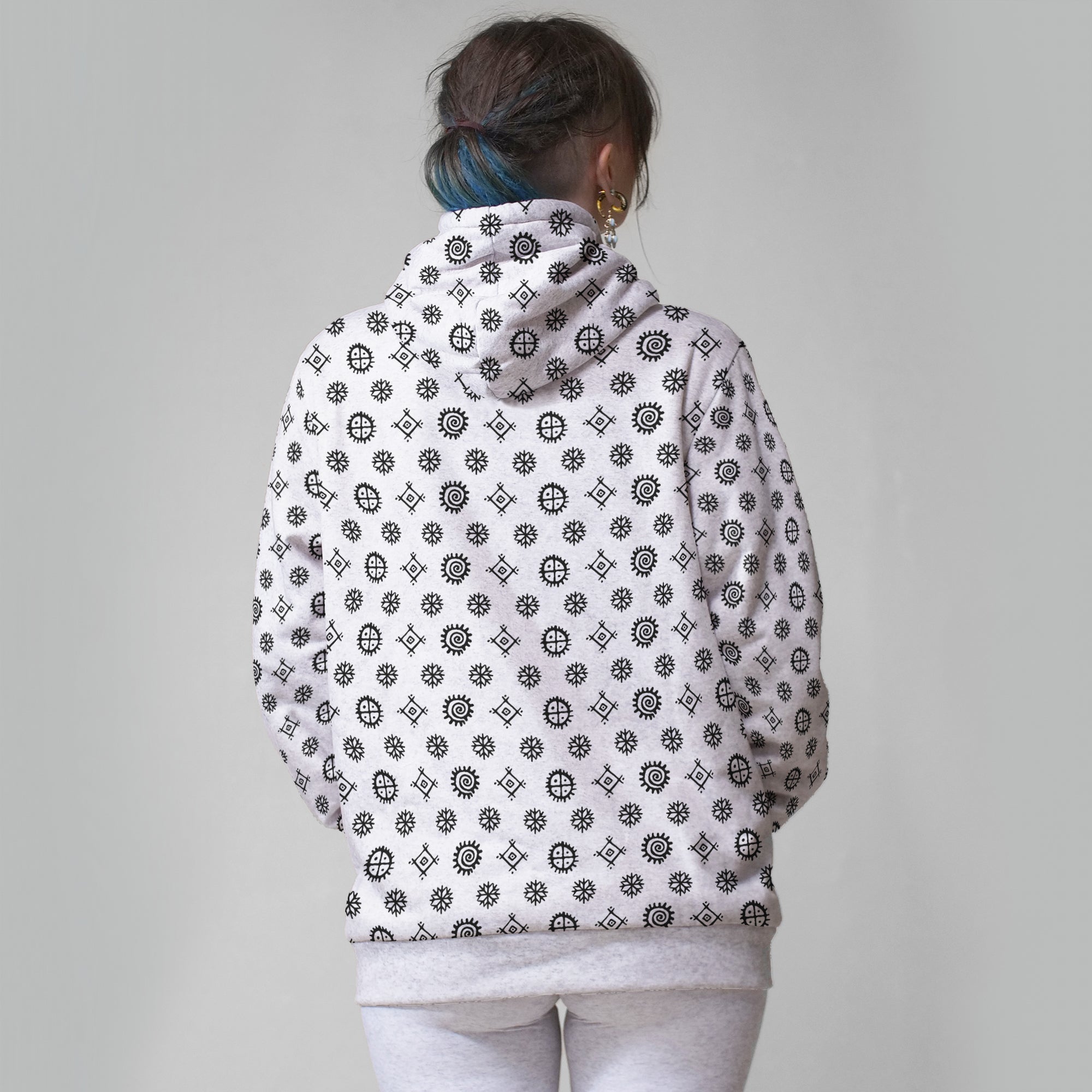 Sun Wheel Faux-Wool Hoodie