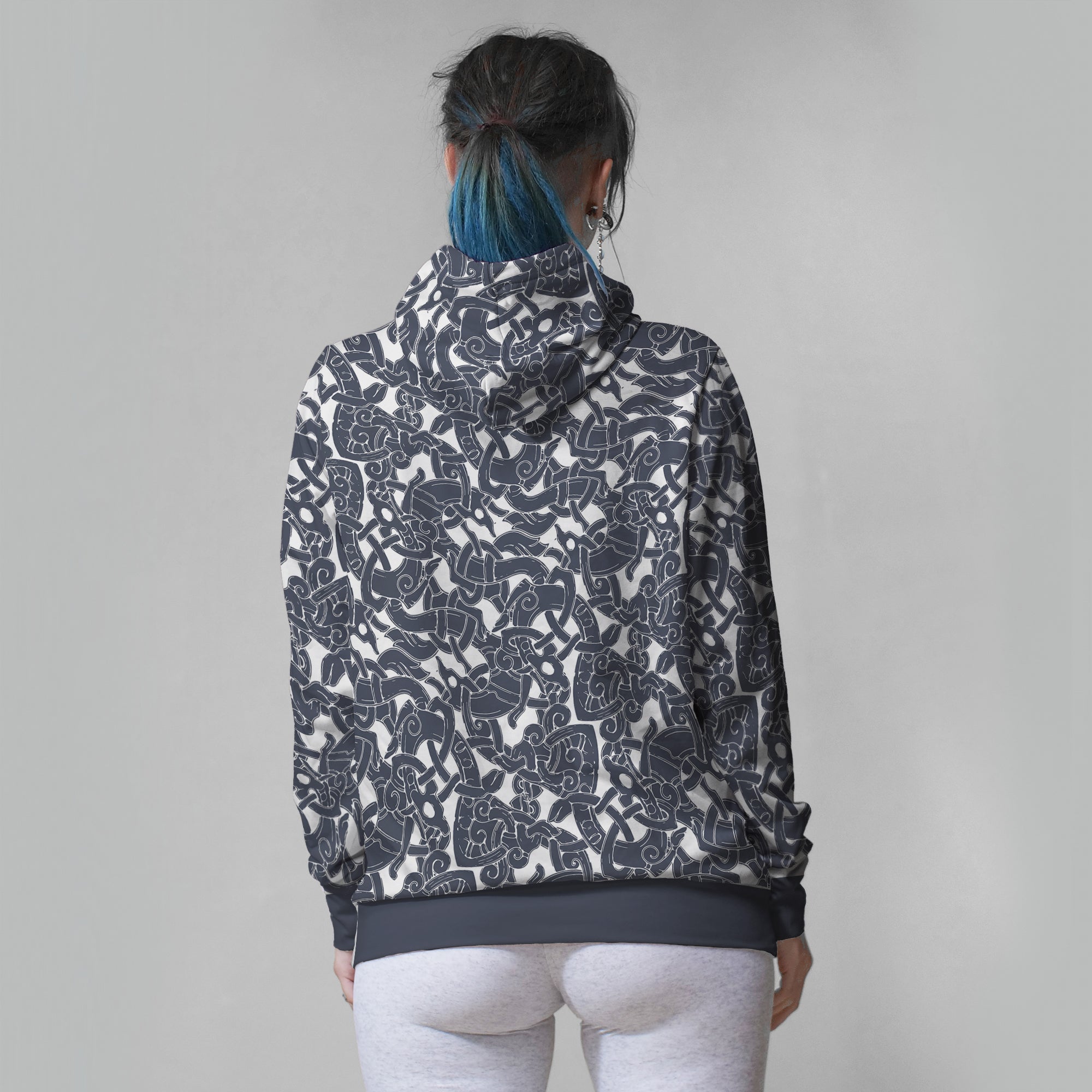 Jelling Wolf Pattern Hoodie