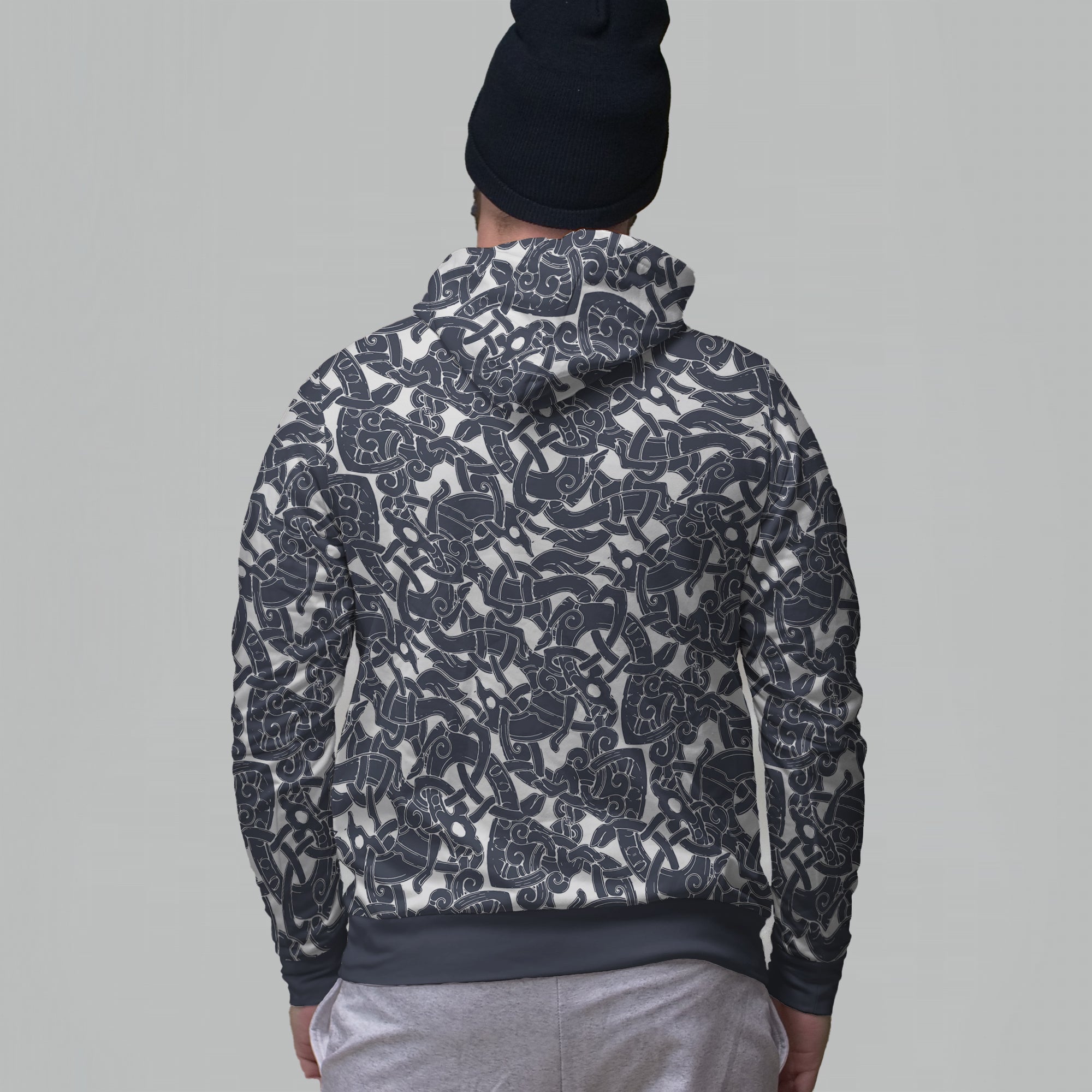 Jelling Wolf Pattern Hoodie