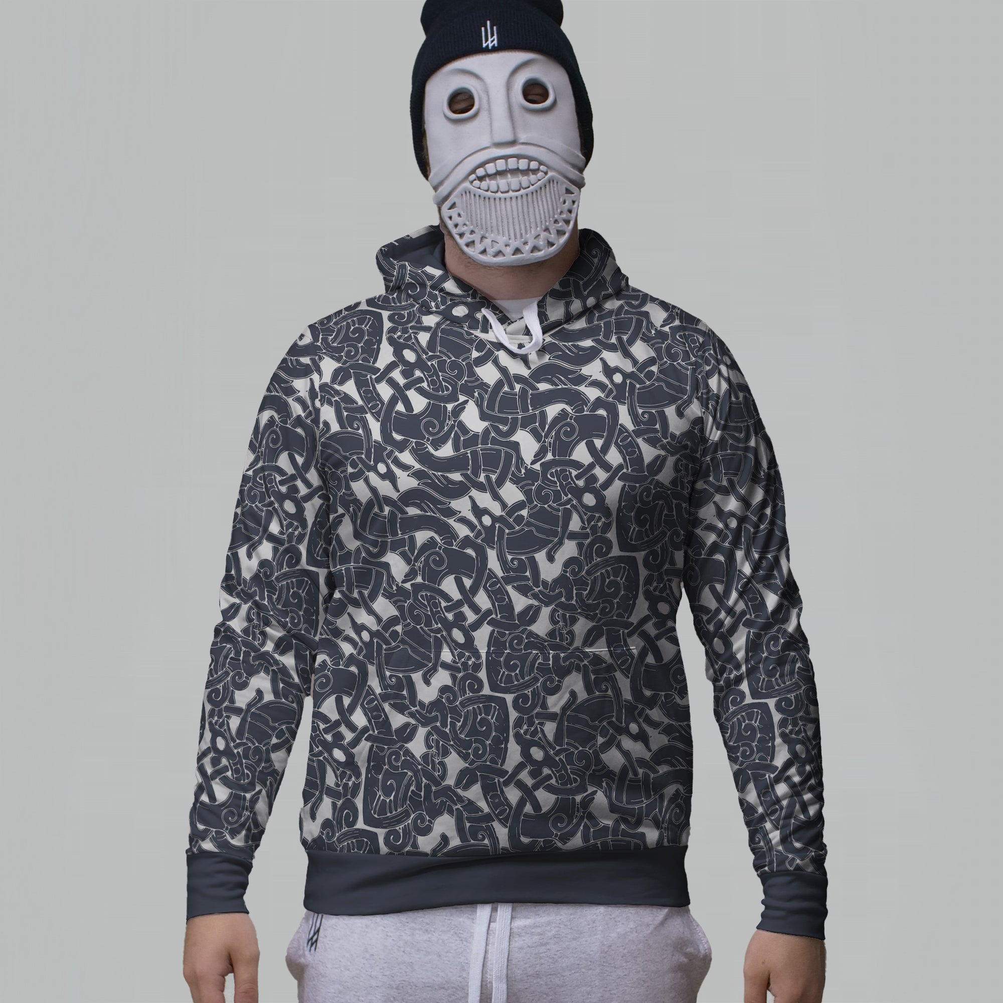 Jelling Wolf Pattern Hoodie